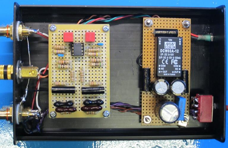 Inside the Phono Preamplifier - Note: ground buss wire does not touch the ground terminal RIAA Phono Preamp for MM and MC Cartridges